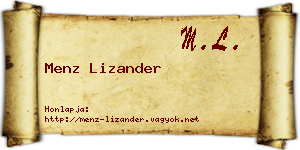 Menz Lizander névjegykártya